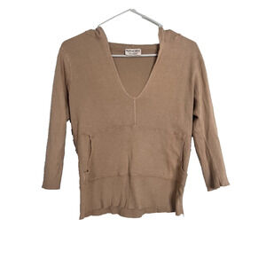 Michael Stars The Original Tee V-Neck Hooded One Size Quarter Sleeve Top EUC